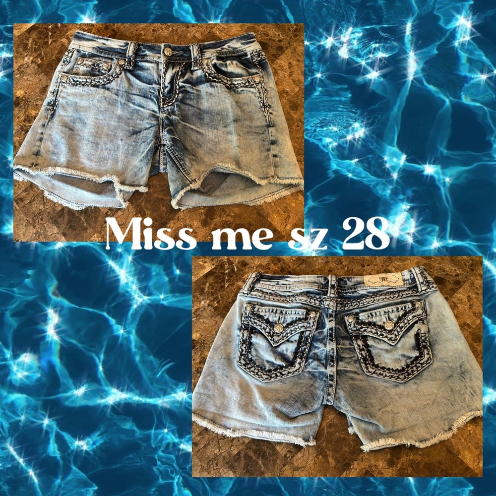 Miss Me Denim Jeans Shorts Womens Acid Wash sz 28
